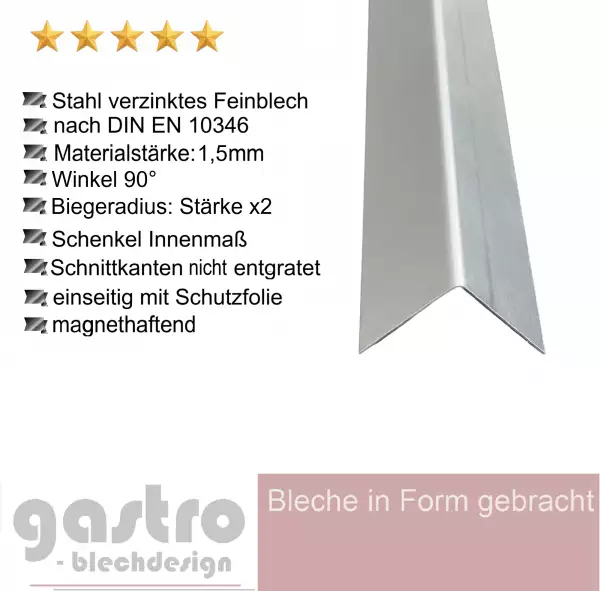 Winkel 3-fach Kantenschutz aus Stahl verzinkt 1,5 mm stark
